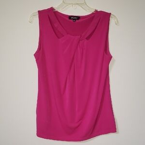 Nine West Top Womens M Fuchsia Purple Sleeveless Cutout Knotted Shell Office